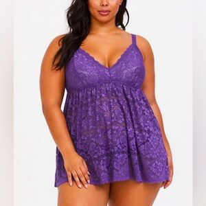 Torrid Lace Baby Doll Lingerie Purple Size 1 (14/16)
